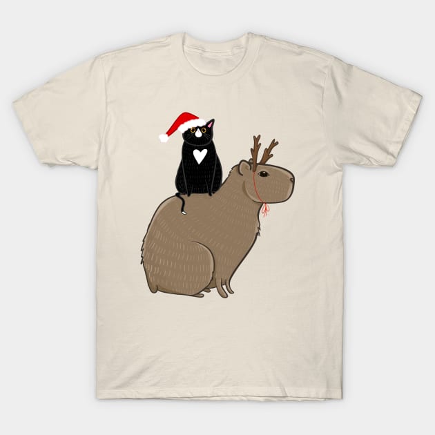 Capy Christmas! T-Shirt by KilkennyCat Art